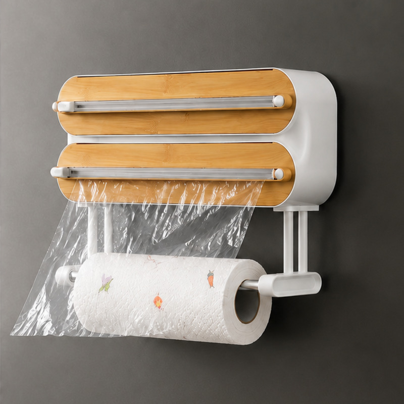 Kitchen Appliances Rack - Dispenser Pembungkus Makanan Magnetik, Pemotong Plastik
