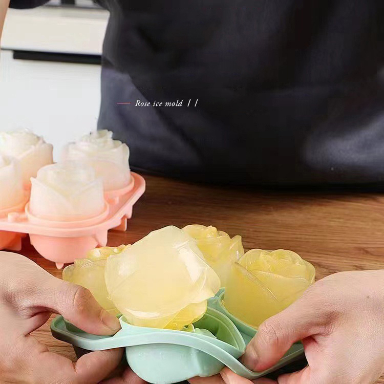Cetakan es mawar 3D 4 lubang b - Kitchen Appliances Rack ulasan dan harga