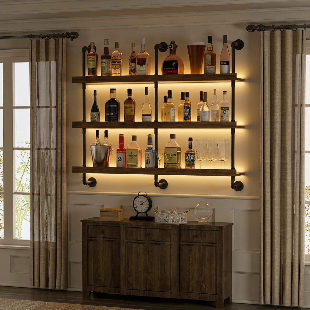 Rak Anggur Dinding dengan Lamp - Kitchen Appliances Rack ulasan dan harga
