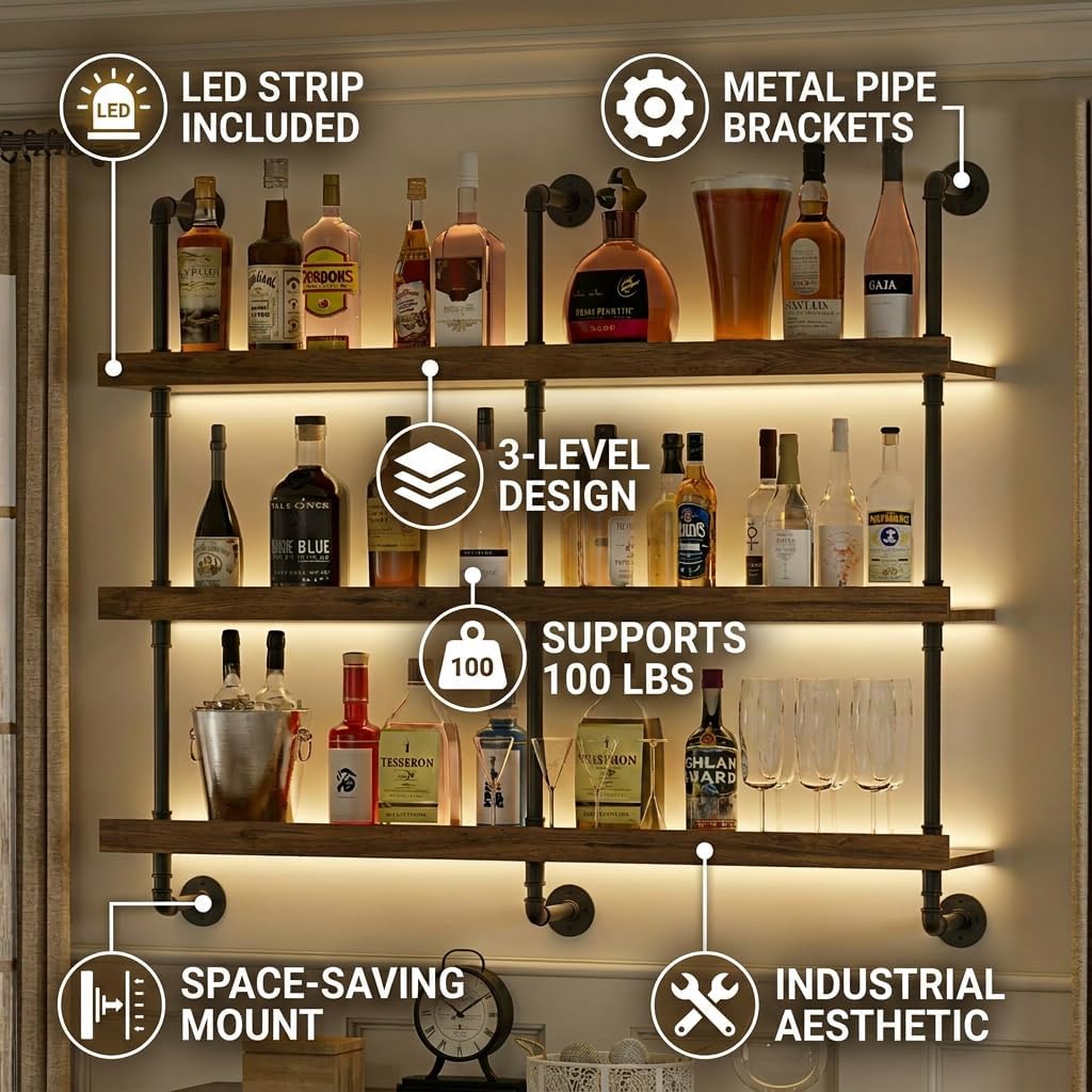 Rak Anggur Dinding dengan Lamp - Kitchen Appliances Rack ulasan dan harga